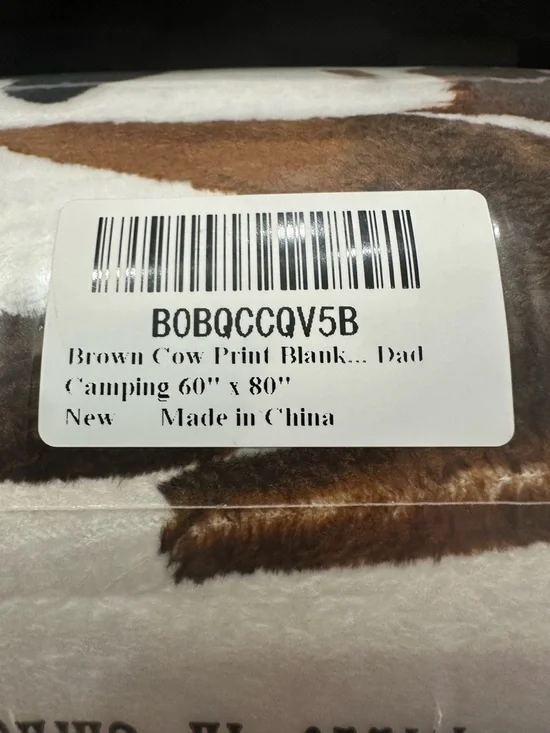 Cow Print Camping Blanket 60x80 Dad Gift Western Farmhouse Plush Throw NWT - Picture 3 of 3